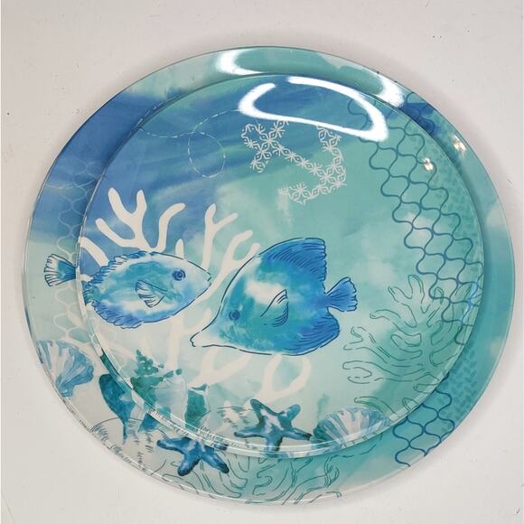 Sonoma Underwater Sea life Coastal Beach Fish Melamine Dinner Plate Set - Picture 4 of 12